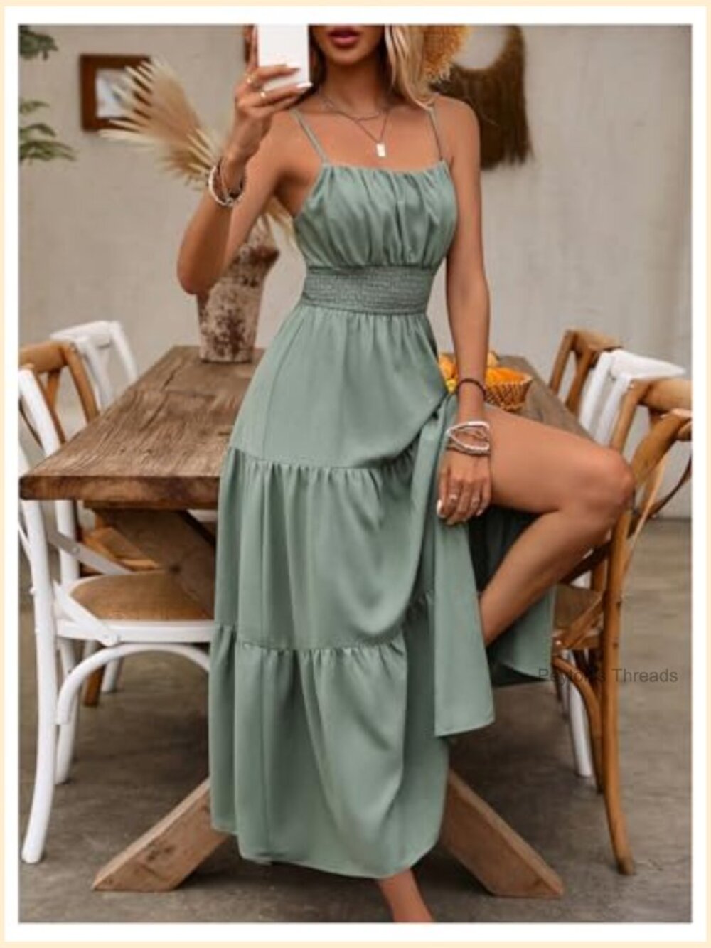 Sleeveless Layered Maxi Dress with Split Hem - Boho Summer Wedding Guest - Picture 4 of 6